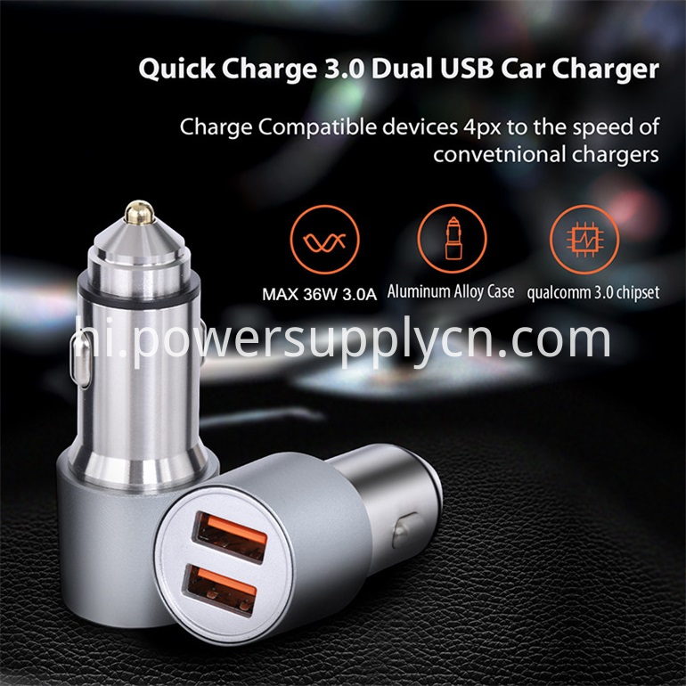 Iphone सैमसंग हुआवेई Xiaomi स्मार्ट फोन के लिए कार चार्जर Car Charger For Iphone Samsung Huawei Xiaomi Smart Phone